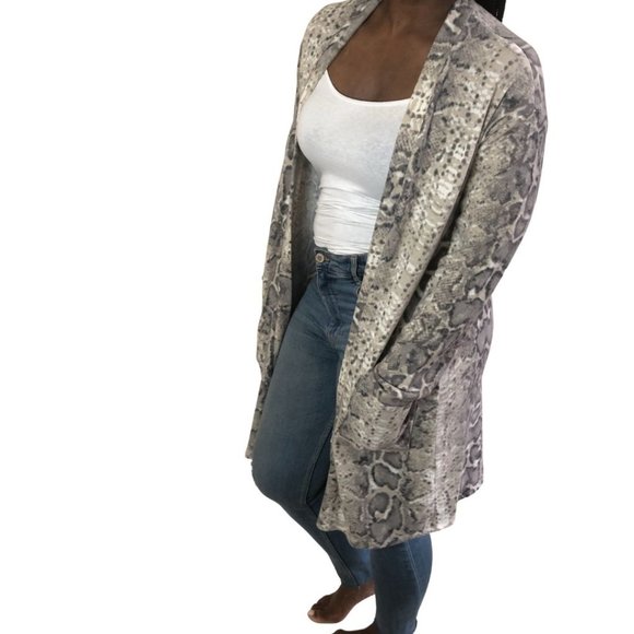(NWT) Brushed Snake Print Open Front Cardigan - Picture 2 of 5